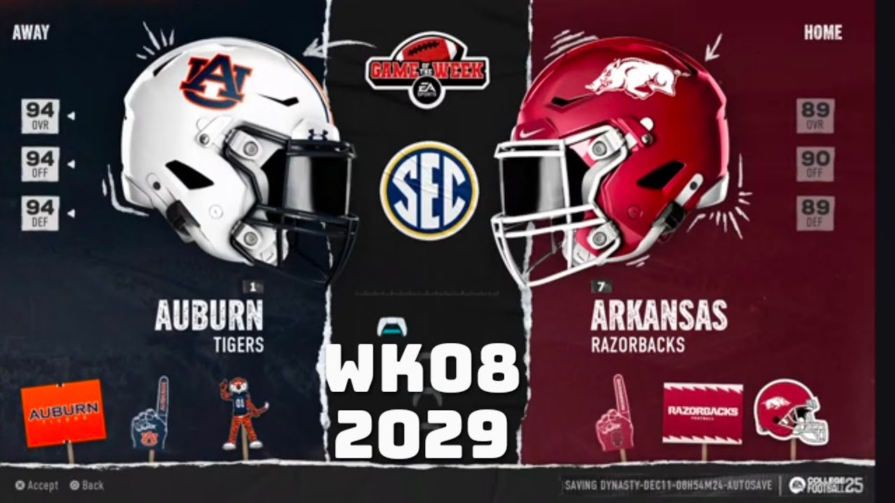 FR WK08 2029 Auburn (1) Vs Arkansas (7) - Dynasty College Football 25 ...