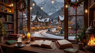 Cafeteria aconchegante de inverno ⛄ Ambiente suave com piano jazz e lareira para estudar