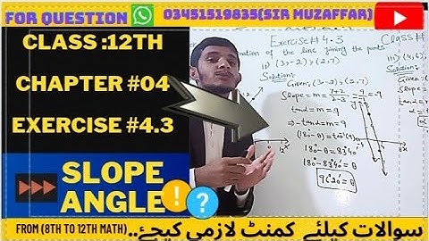 Find Slope, Inclination and Sketch in Plane | 2nd Year Math Ch-4,Exercise 4.3 By Sir Muzaffar