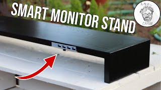 This Monitor Stand Connects To Your Computer. DIY Minimalist Ebonized Oak Smart Monitor Stand.