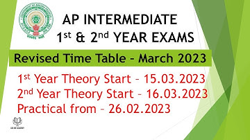 AP inter Exam 2023 revised Schedule | time table for 1st and 2nd year in March 2023
