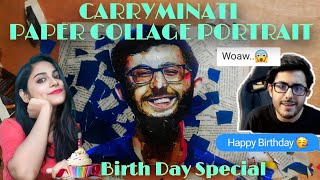 CARRYMINATI BIRTHDAY  | @carryminati DRAWING PAPER COLLAGE PORTRAIT | Magazine mosaic tutorial