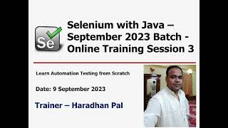 Famous Selenium WebDriver with Java - Online Automation Testing Training - September 2023 Batch - Session 3 Wealth
