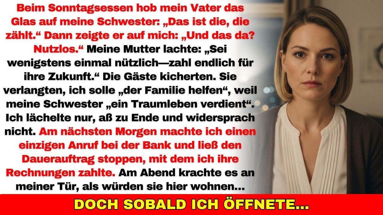 Beim Sonntagsessen nannten mich meine Eltern „nutzlos“… am nächsten Morgen reichte ein Anruf und…