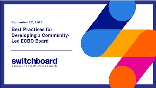 Best Practices for Developing a Community-Led ECBO Board