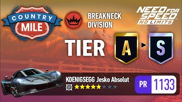 Underground Rivals County Mile Tier A to S with 5⭐ Koenigsegg Jesko Absolut 2025 | NFS: No Limits