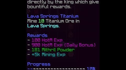 Tutorial for Lava Springs Titanium quest for the Dwarven mines (Hypixel Skyblock)