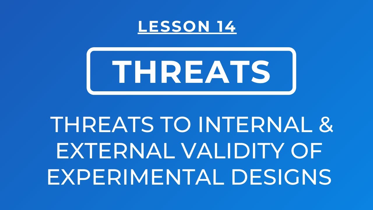 LESSON 14 - THREATS TO INTERNAL AND EXTERNAL VALIDITY OF EXPERIMENTAL DESIGNS
