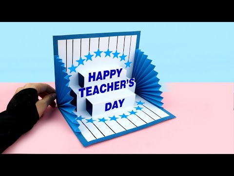 DIY Teacher&#39;s Day Pop UP Card / Handmade Teachers Day pop-up card making idea