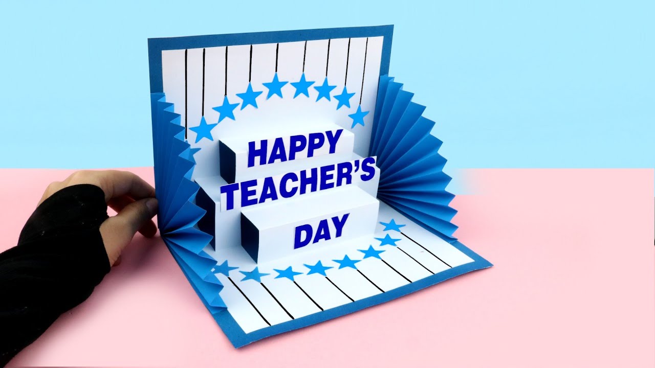 ⁣DIY Teacher's Day Pop UP Card / Handmade Teachers Day pop-up card making idea