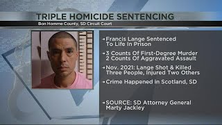Man sentenced to life in prison for triple homicide in Southeast South Dakota
