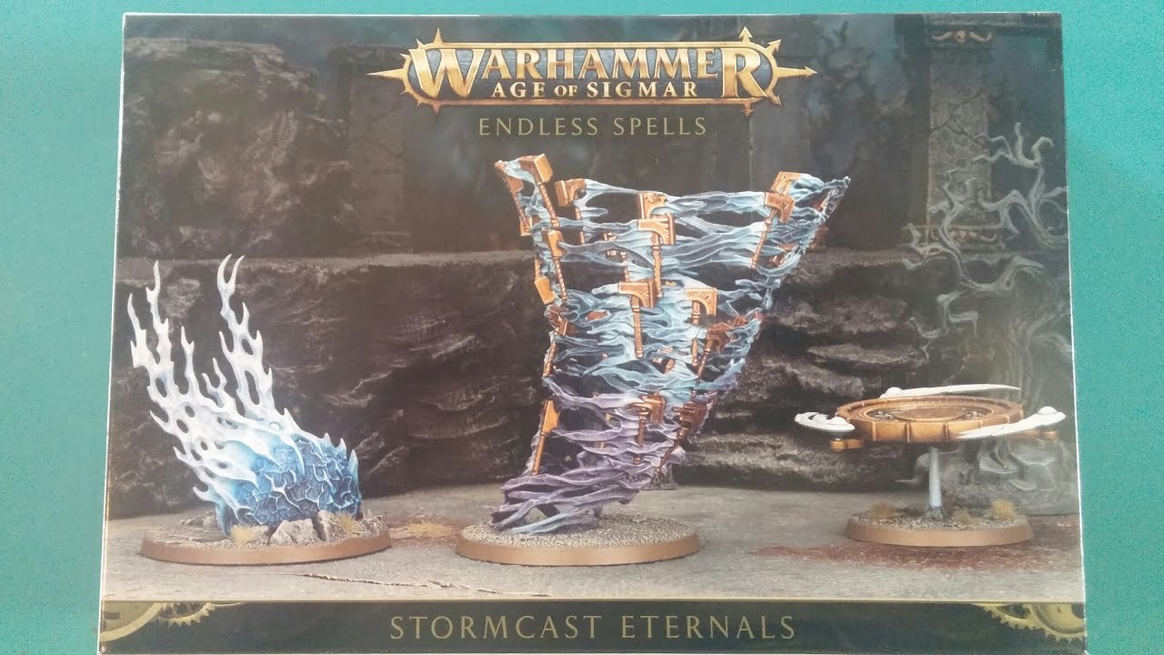 Warhammer Age Of Sigmar – Endless Spells : Stormcast Eternals – 3 Sorts En Plastique Doré Avec Bases Incluses