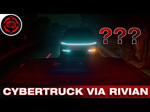 Tesla CyberTruck caught in the wild on Rivian R1T Drive Cam
