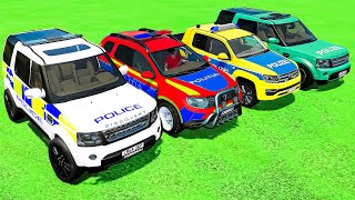 ALL POLICE CARS OF COLORS ! TRANSPORTING COLOR ALL POLICE CARS WITH TRUCKS ! Farming Simulator 22 screenshot 2