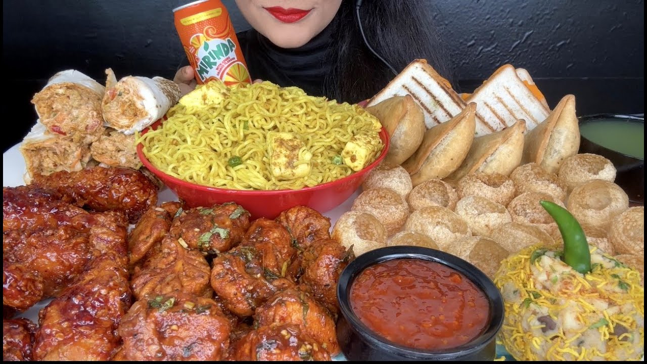 MAGGI NOODLES,PANIPURI,MANCHURIAN MOMO,SHAWARMA,SAMOSA,KOREAN FRIED CHICKEN,SANDWICH *ASMR EATING*