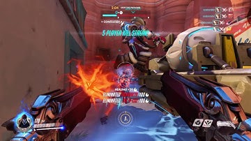Overwatch. Reaper team kill.  6 man kill feed.