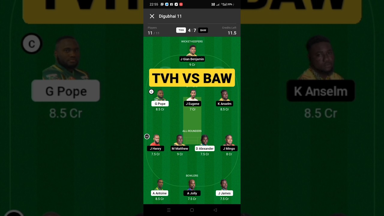 BAW vs TVH || BAW vs TVH Dream11 || BAW vs TVH Dream11 Prediction || BAW vs TVH Today Match,dream11