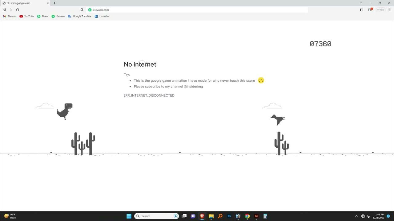 Google chrome dino game my first animation video t rex dinosaur