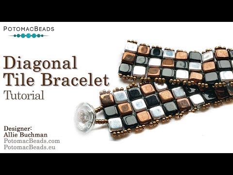 Diagonal Tile Bracelet- DIY Jewelry Making Tutorial by PotomacBeads 