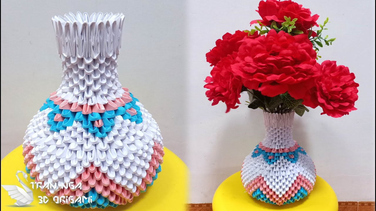 3d origami vase v27 tutorial hacer un jarrón de papel idea de