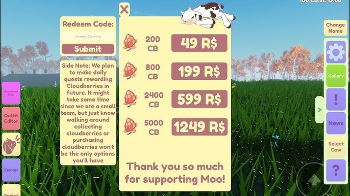 Moo Codes For (December 2023) - Roblox