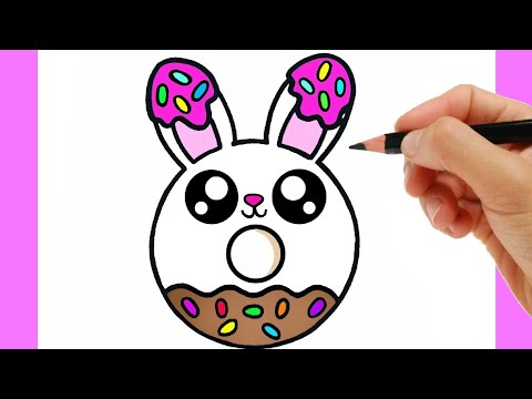 HOW TO DRAW A DONUT EASY - DRAWING A CUTE BUNNY EASY STEP BY STEP - DRAWING AND COLORING A DONUT