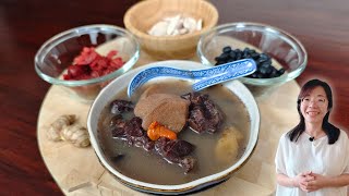 Black bean soup (with Chinese Yam) for Energy, AntiAging & Healthy Hair & Skin 怀山药黑豆排骨汤