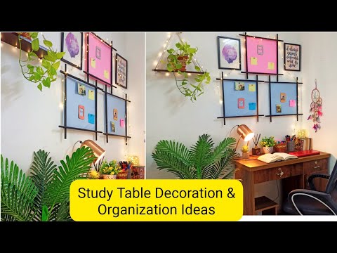 Study Table Decoration & Organization Ideas || Desk Makeover ...