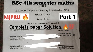 MJPRU । BSc  4th semester maths । question paper । solution। 2023 । 2024 ।
