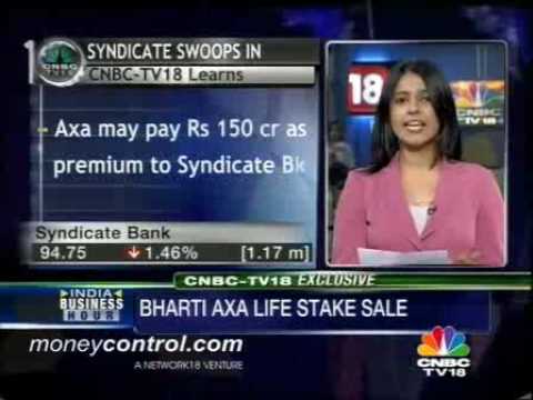 Bharti Axa Life Insurance may soon have a new partner. Syndicate bank is in active talks to buy a 20-25% stake in the life insurance company.