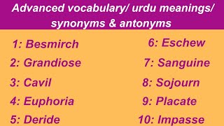 Advanced English vocabulary | urdu meanings | synonyms & antonyms