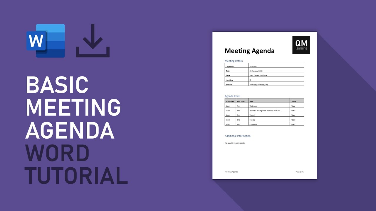 Basic Meeting Agenda Template  Microsoft Word Tutorial Pertaining To Meeting Agenda Template Word 2010