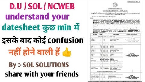 Datesheet released by delhi university || understand today || SOL / NCWEB / D.U