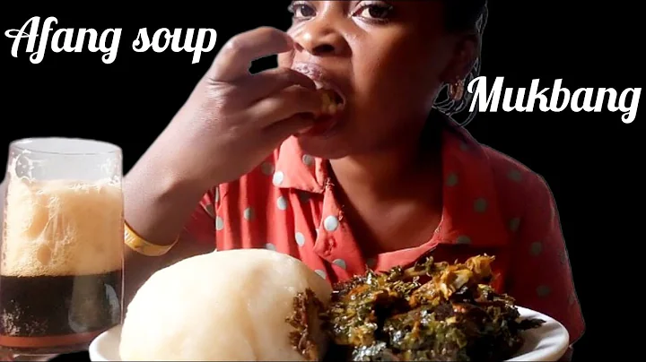 Asmr Nigerian food mukbang|Afang soup with garri fufu mukabang|african food mukbang