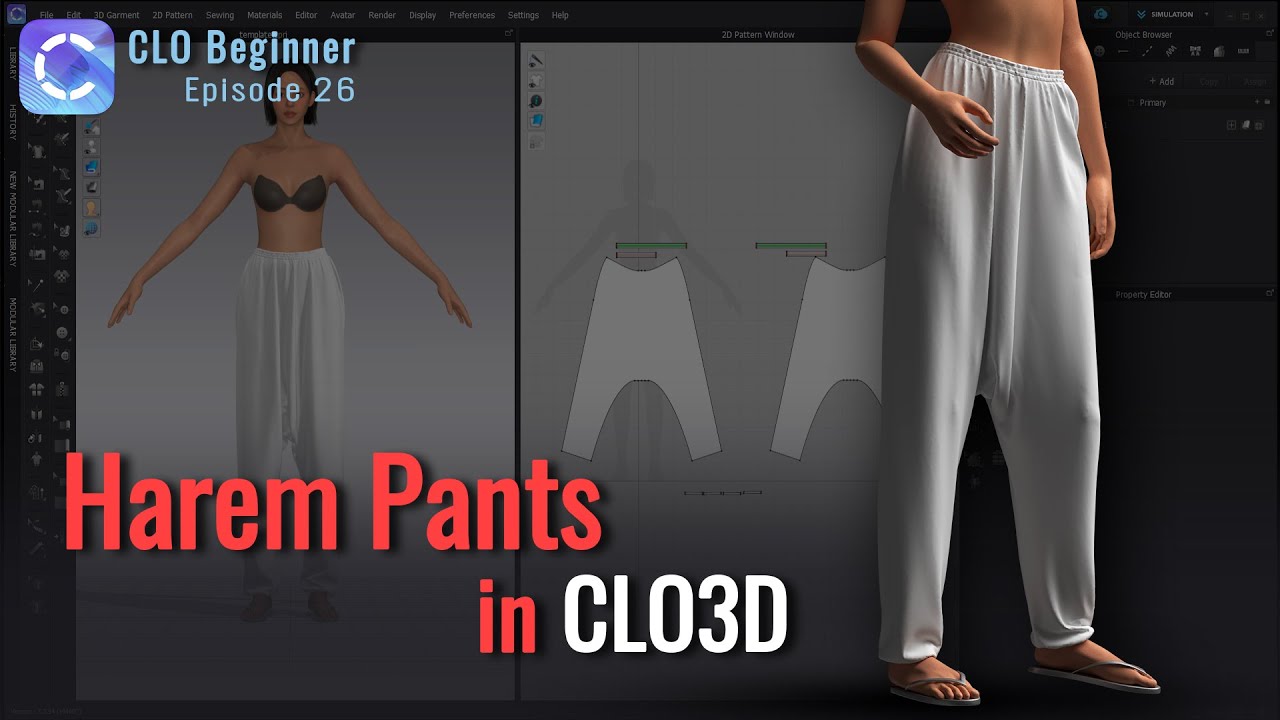 How to Model Harem Pants in Clo3D - CLO Beginner Episode 26