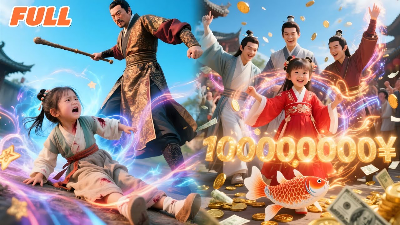 5yo tiny girl abandoned by dad, seen as jinx—uses lucky superpowers—helps 3 adopted bros strike rich