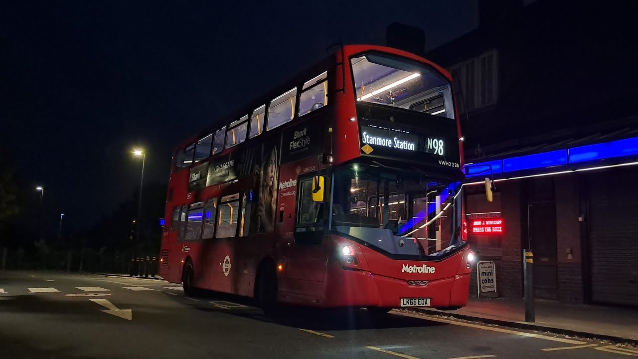 FRV + Diversion: Route N98 - Holborn - Stanmore Station - VWH2226 (LK66 EOA)