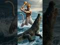 Hanuman saved the grandmother's life from the crocodile. #ai #hanuman #save #crocodile