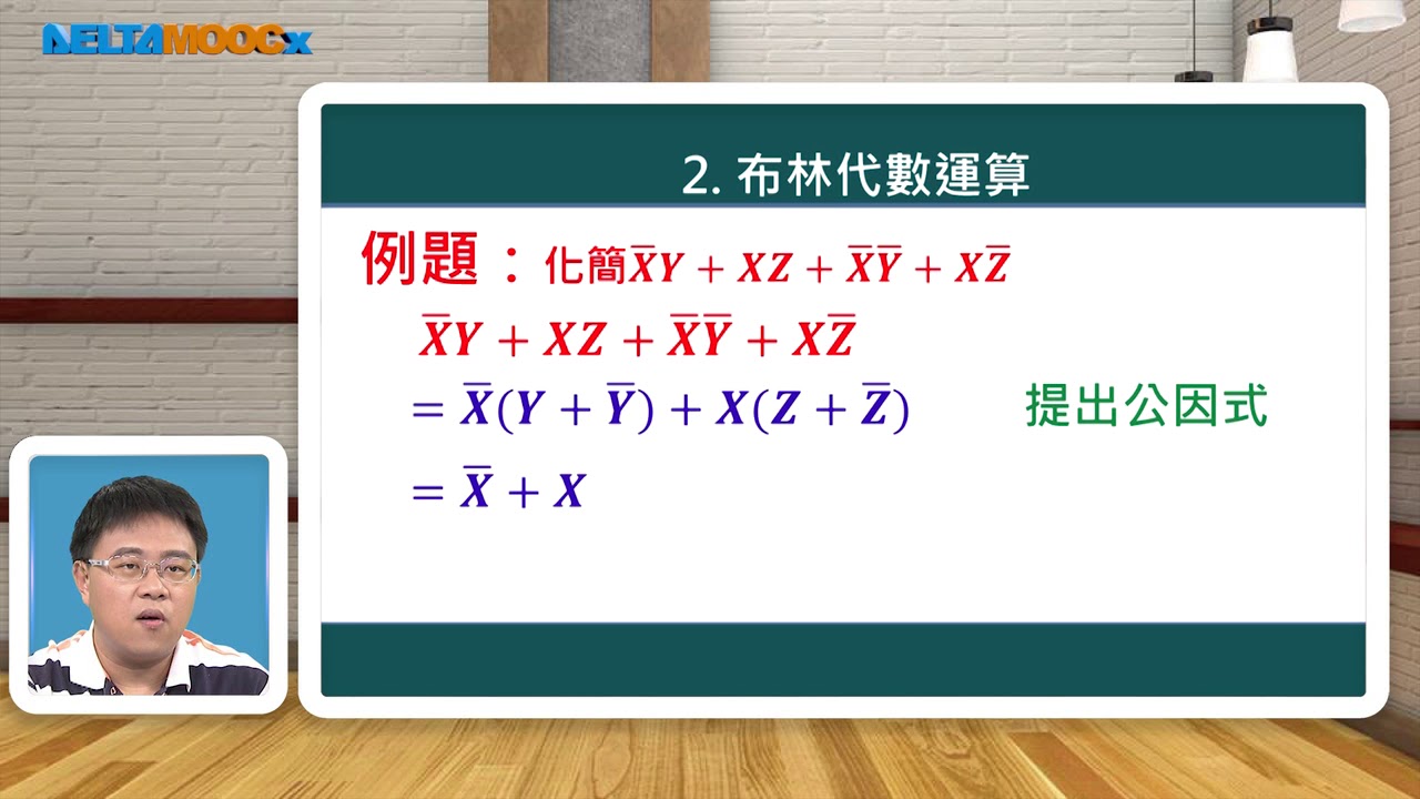 高中數位邏輯設計_布林代數的化簡_代數演算法_支裕文
