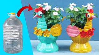 Creative potted ideas _ Reuse plastic bottles to make beautiful chicken flower pots