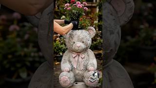 DIY Giant Teddy Bear Cement Planter 🧸🌸 Amazing Garden Transformation #diyprojects #planterideas