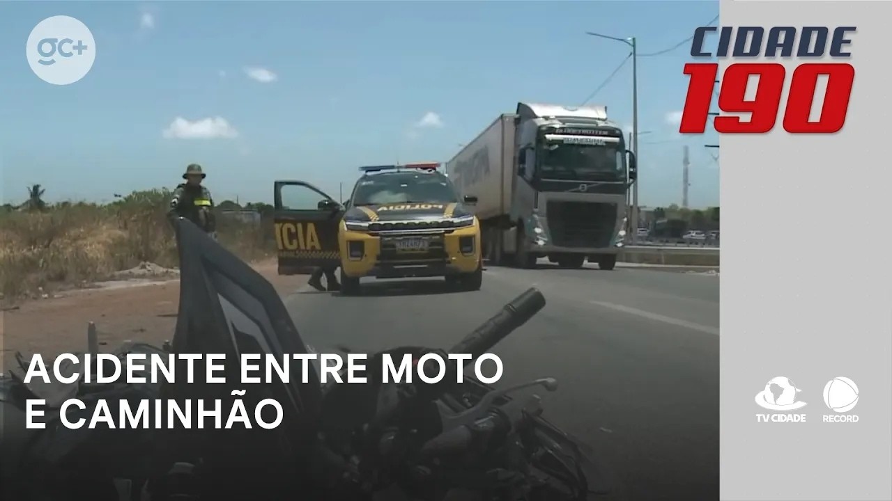 Acidente entre moto e caminhão deixa uma pessoa ferida; motorista fugiu do local | Cidade 190