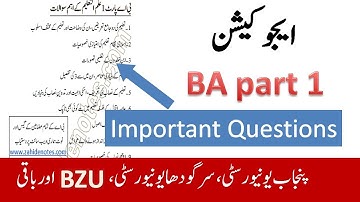 BA part 1 education important questions guess paper 2021