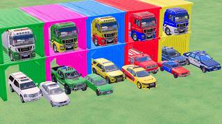 TRANSPORTING ALL POLICE CARS and AMBULANCE EMERGENCY VEHICLES WITH GIANT POLICE TRUCKS ! FS22