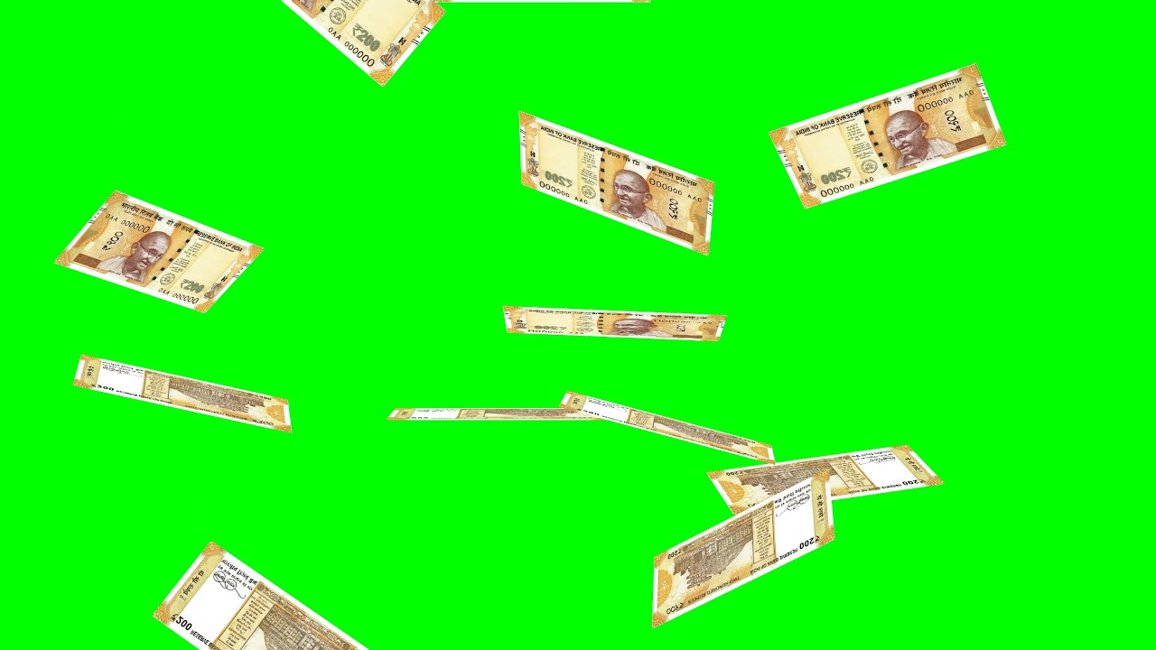 200 Rupees Falling  GreenScreen