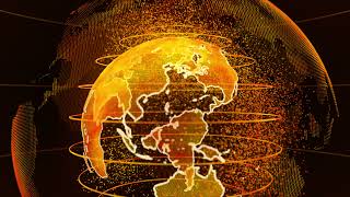 Yellow earth globe rotation with plexus particles TV news animation Free Stock Video screenshot 1