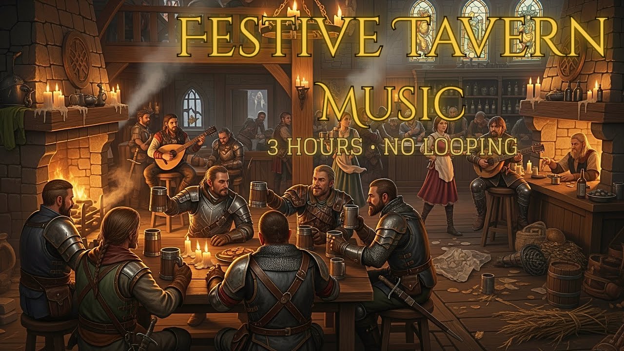 3 Hours of Festive Tavern Music | Lively Medieval Celtic Folk for DnD, Fantasy & Study (46 Tracks)