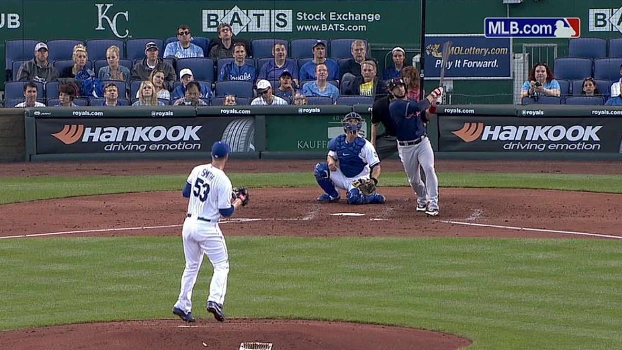 CLE@KC: Aviles crushes a tape-measure homer to left