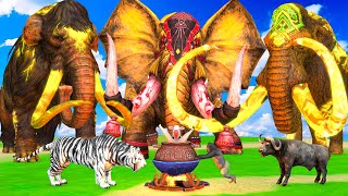 10 Giant Mammoth Elephant Cow Vs Zombie Wolf Vs 10 Giant Lion Tiger Wolf Cub Saved By Woolly Mammoth