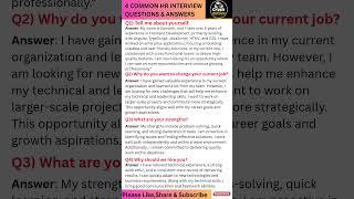 Top 4 HR Interview Questions &amp; Answers | Crack Any Interview  #interviewquestion #hrinterview #hr